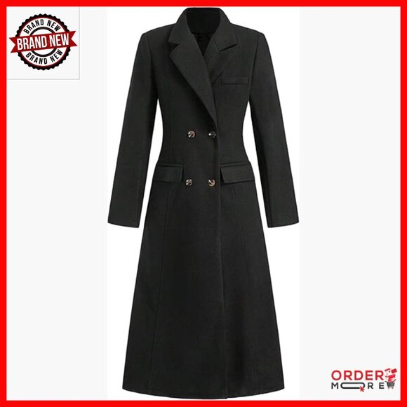 Jackets & Blazers - Women's Wool Blend Pea Coat Double Breasted Long Trench Coat
